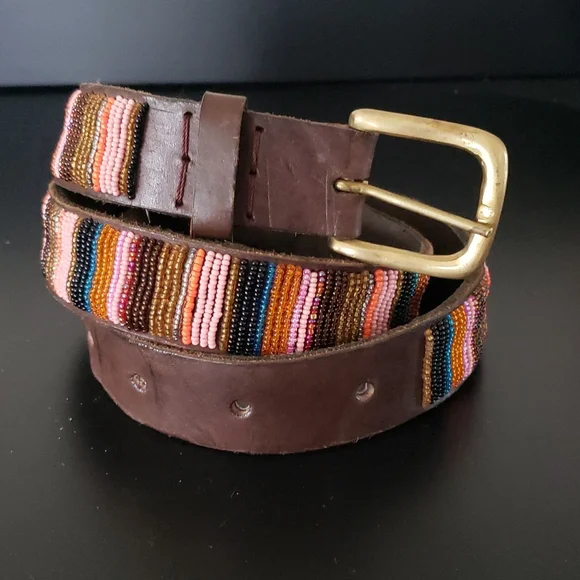 Aspiga | Accessories | Aspega Beaded Leather Belt | Poshmark